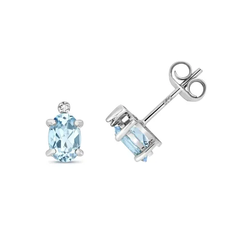 Diamond & Aquamarine Studs Earrings